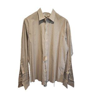 new vintage BURBERRY Of London Mens 17.5 x 36 French Cuff Cotton Dress Shirt